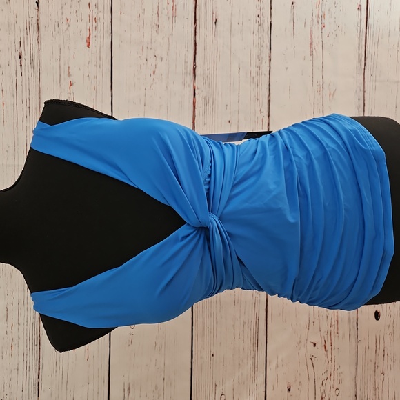 NWT La Blanca Blue Island Goddess Over the shoulder Twist Front Tankini top - Picture 13 of 16